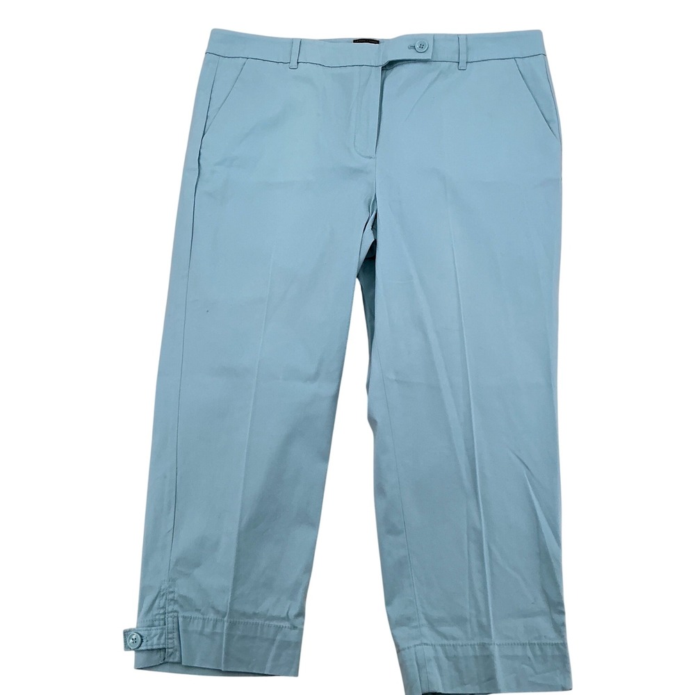 Talbots The Perfect Skimmer Pants Womens 16 Light Blue Cropped Cotton Aqua